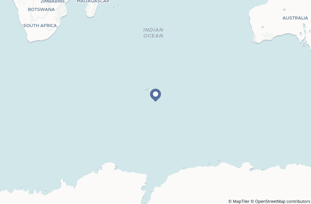 Locator map showing the position of Heard Island & McDonald Islands in the southern Indian Ocean, near Antarctica