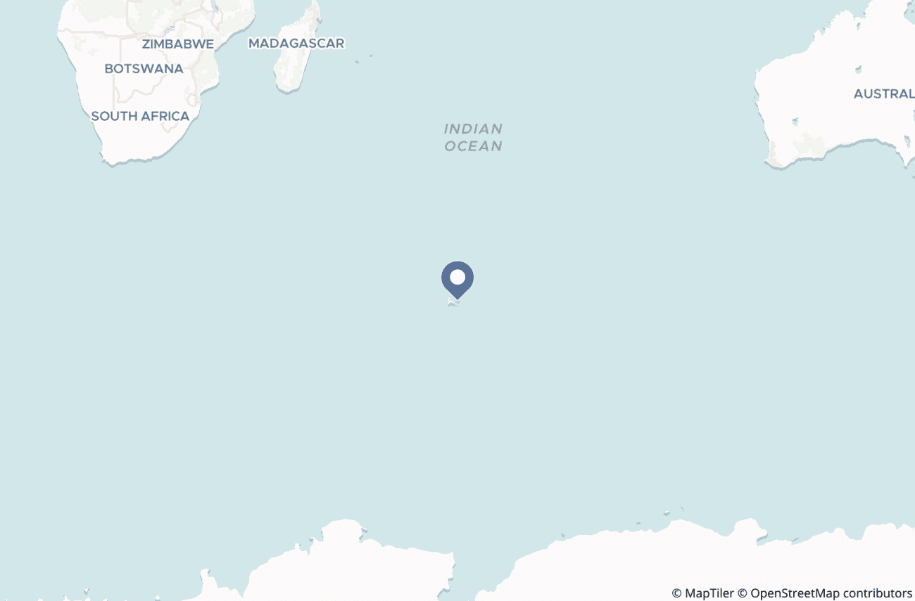 Locator map showing the position of French Southern & Antarctic Lands in the far southern Indian Ocean