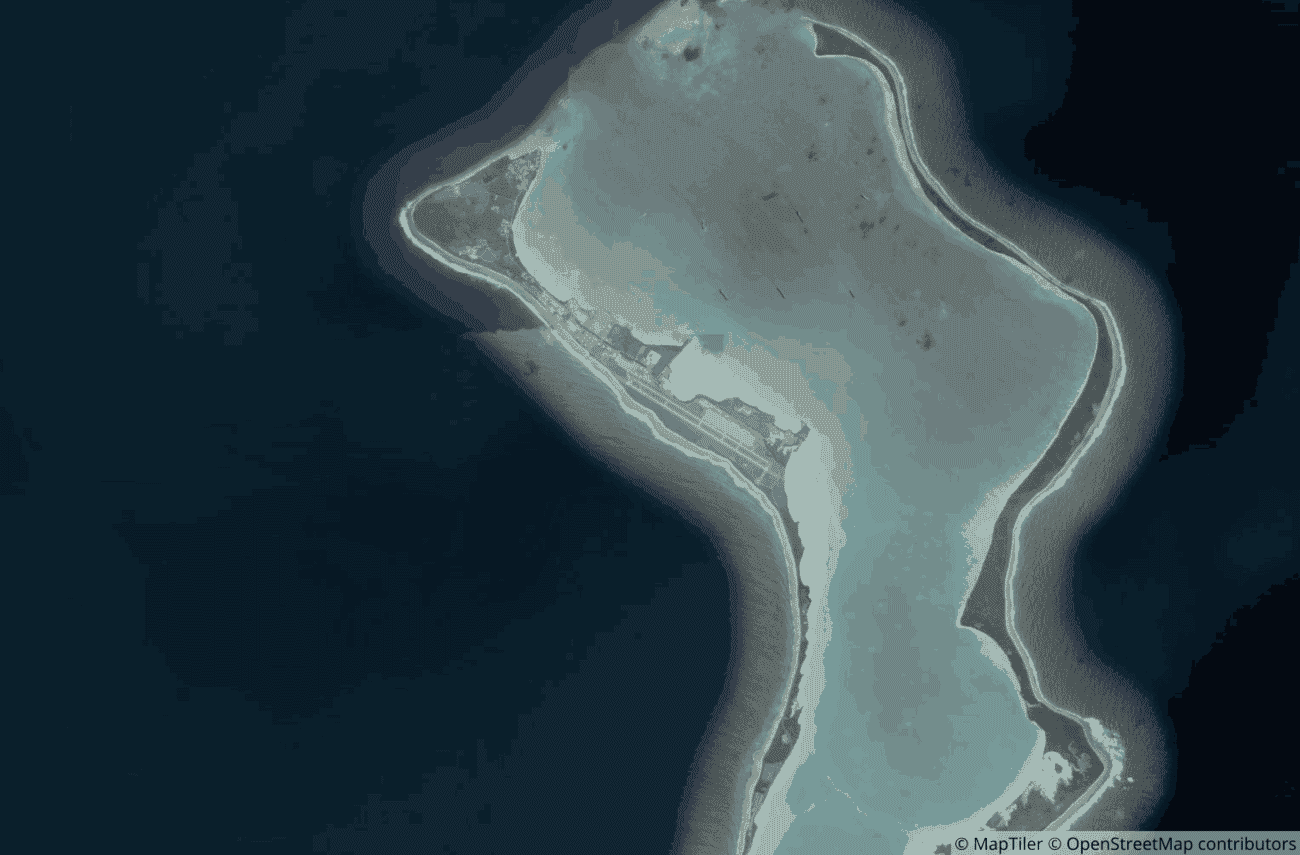 Satellite view of Diego Garcia atoll in the British Indian Ocean Territory