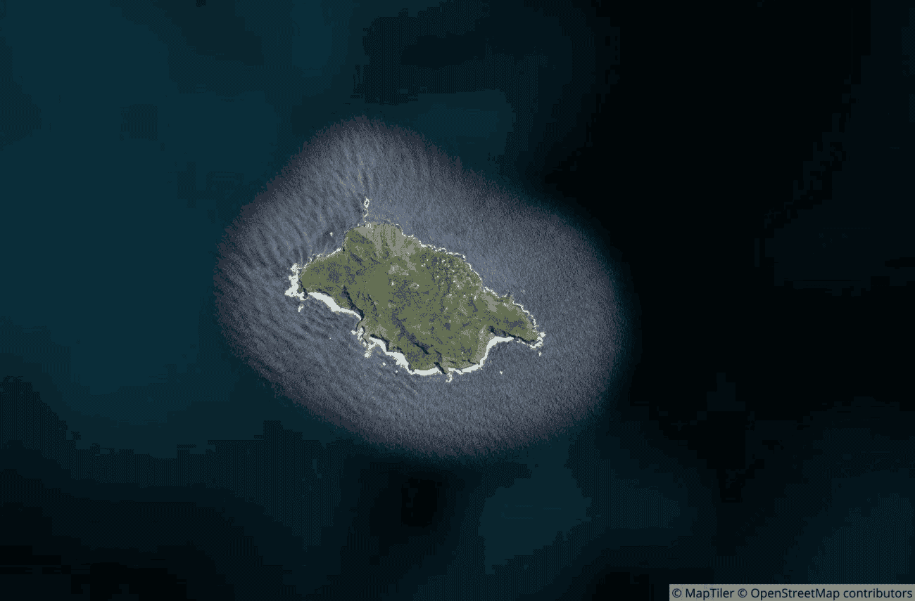 Satellite view of Pitcairn Island in the South Pacific