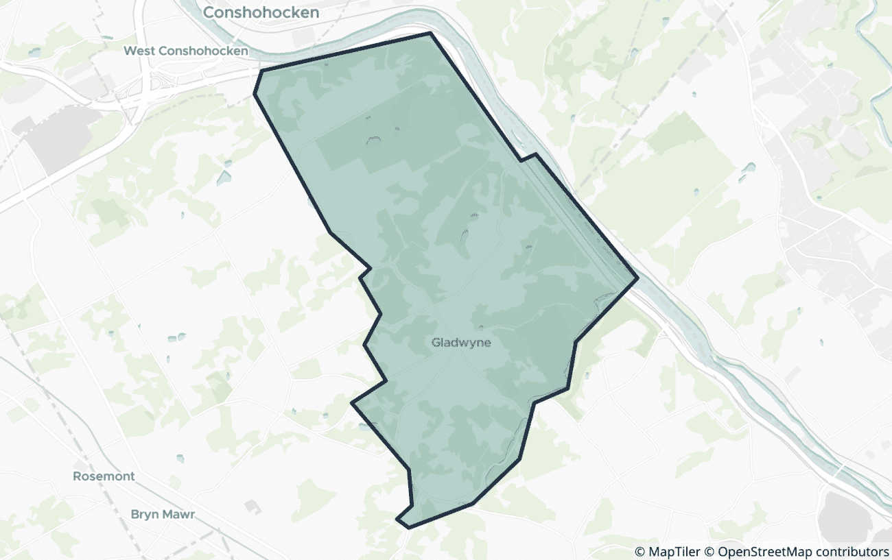 Map showing the location of ZIP code 19035