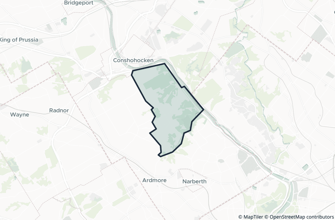 Map showing the location of ZIP code 19035