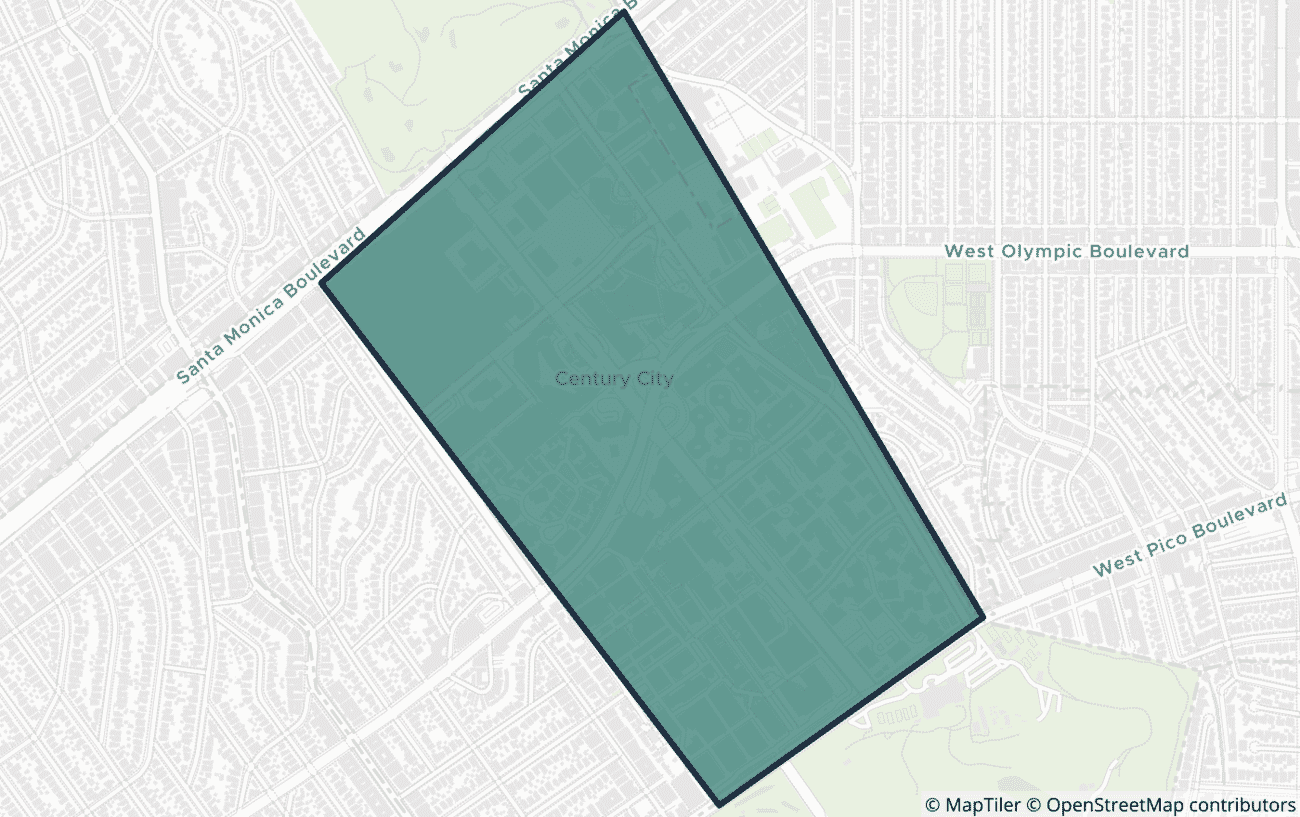 Map showing the location of ZIP code 90067
