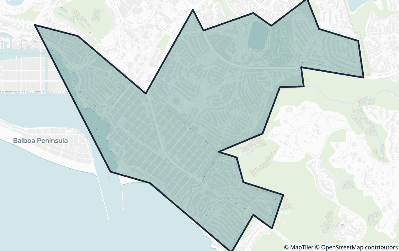 Map showing the location of ZIP code 92625