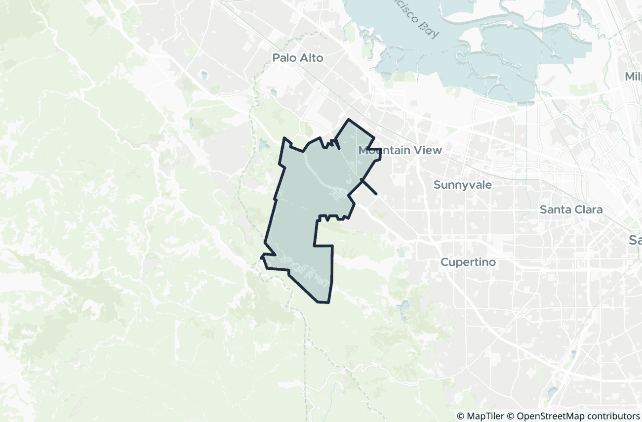 Map showing the location of ZIP code 94022