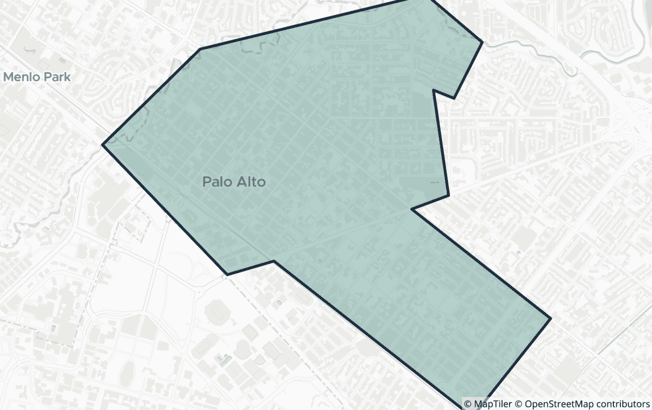 Map showing the location of ZIP code 94301