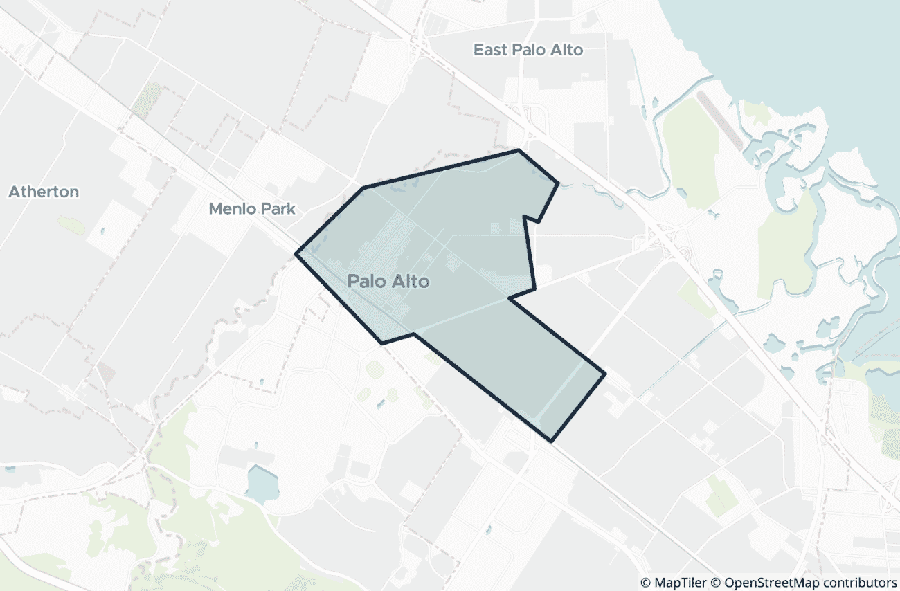 Map showing the location of ZIP code 94301