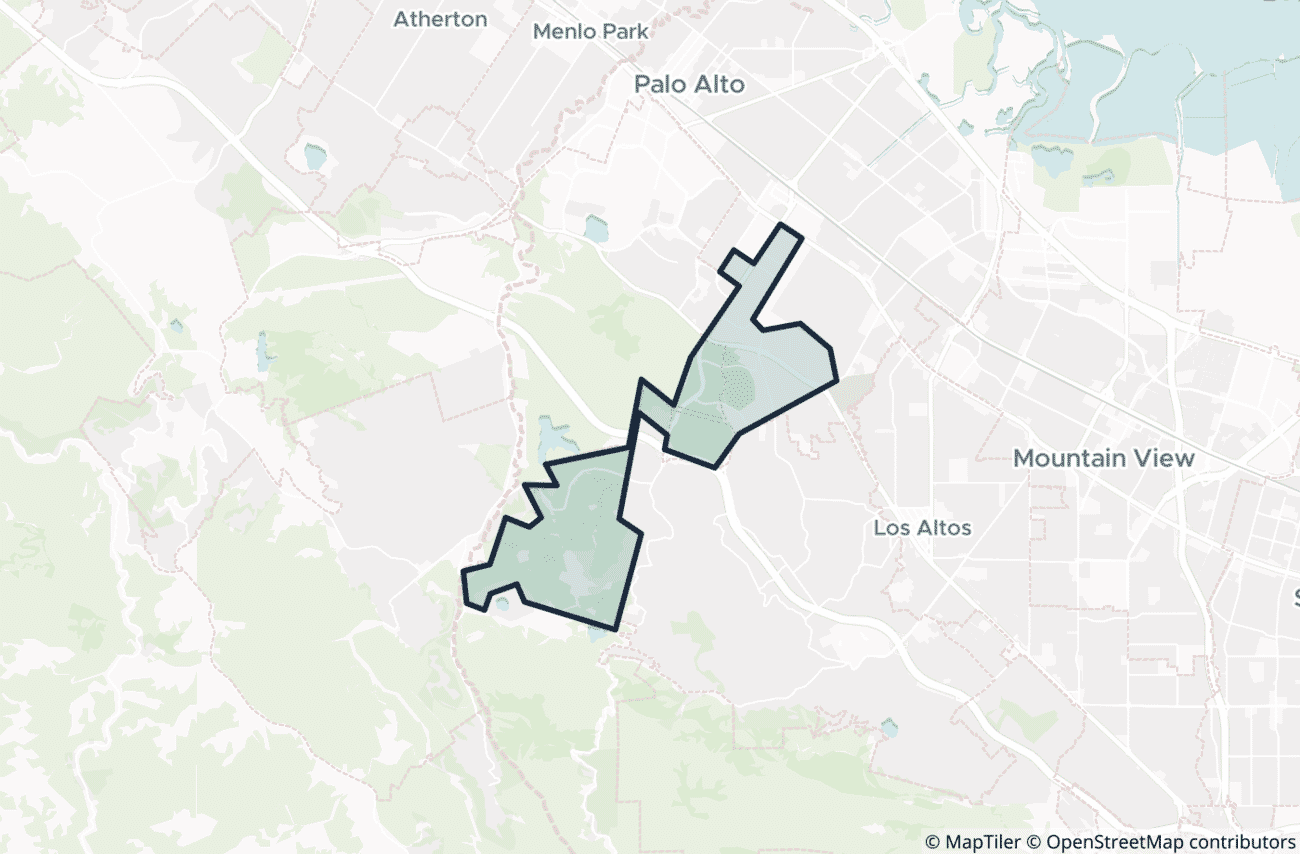 Map showing the location of ZIP code 94304