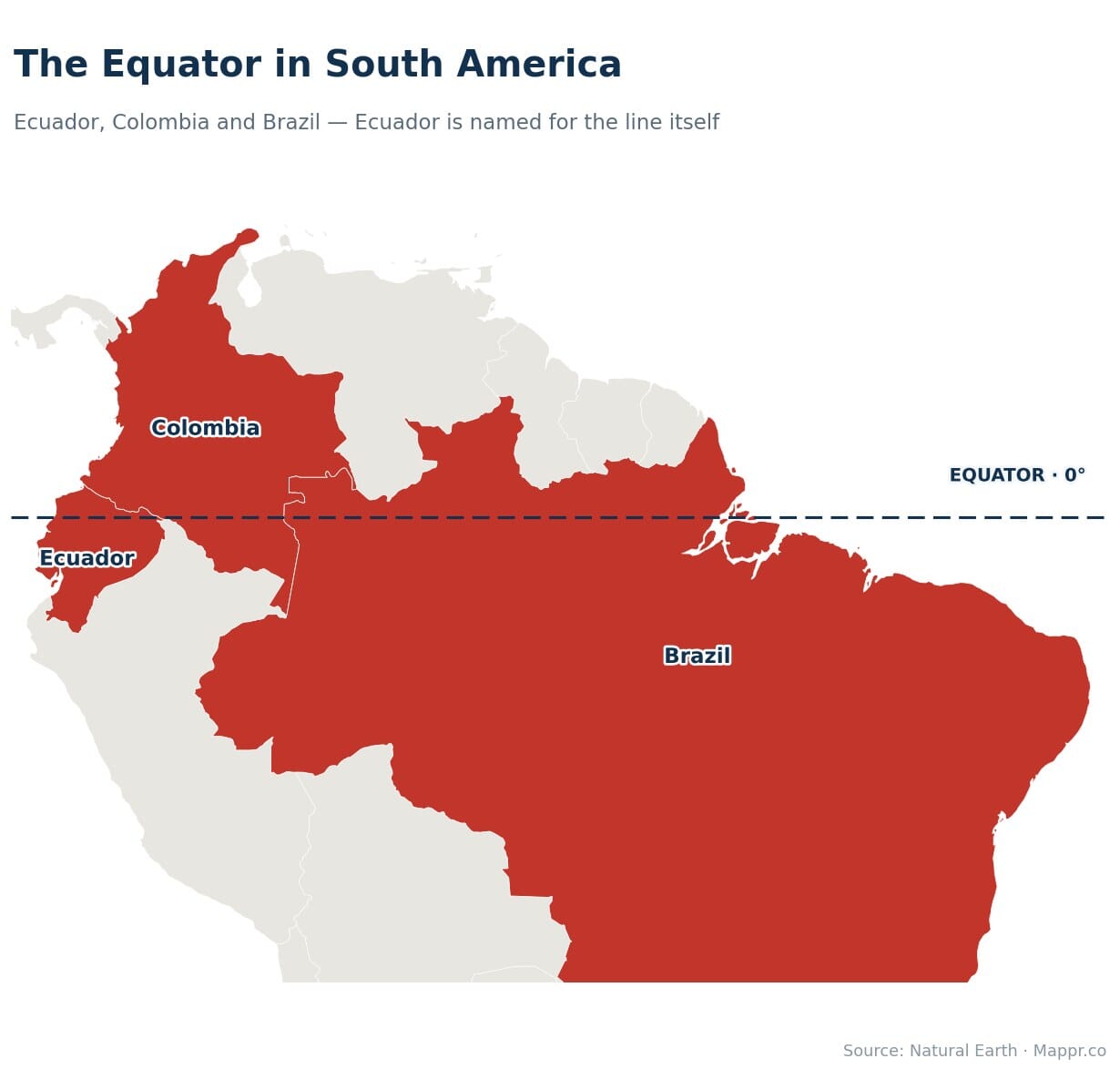 Equator Map Countries On The Equator Mappr Equator Countries South America Map 