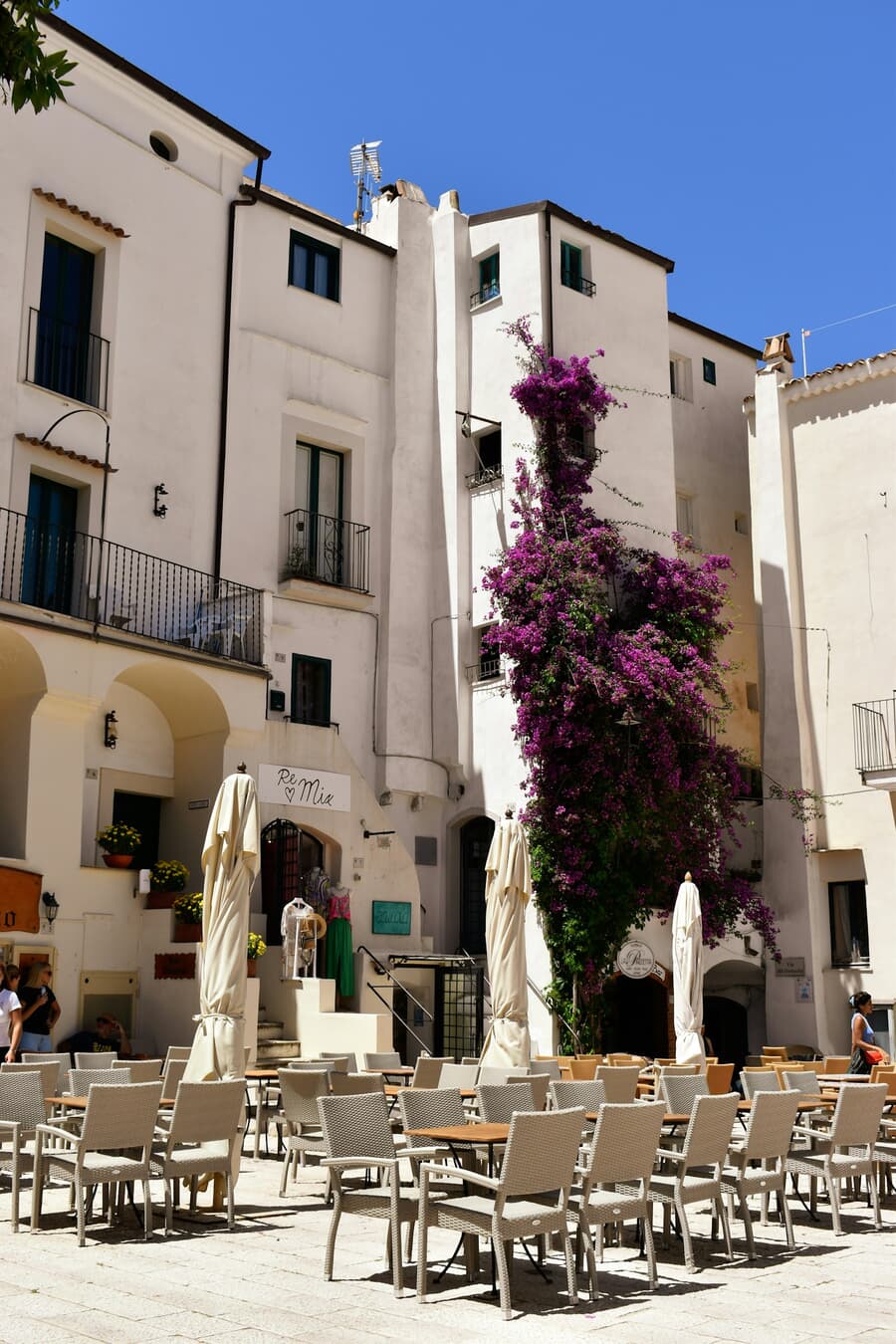 The whitewashed hillside village of Sperlonga overlooking the Tyrrhenian Sea on Italy's Lazio coast.