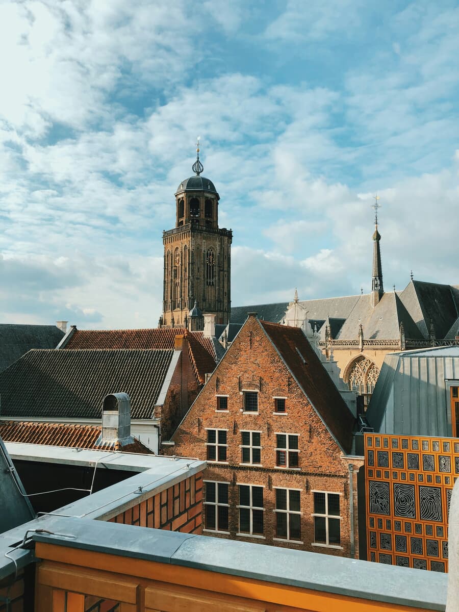 Medieval facades along the Brink square in Deventer.