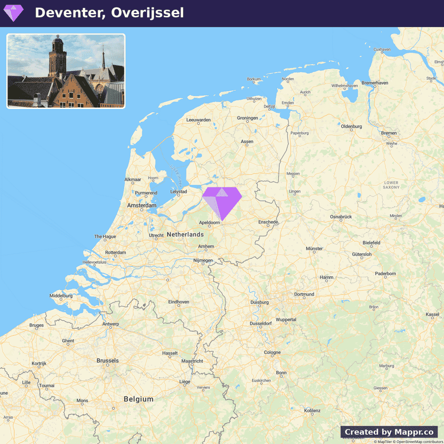 Locator map showing Deventer, Overijssel.