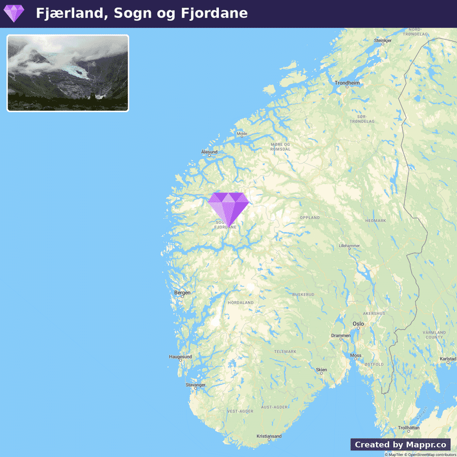 Where Fjærland sits in Sogn og Fjordane