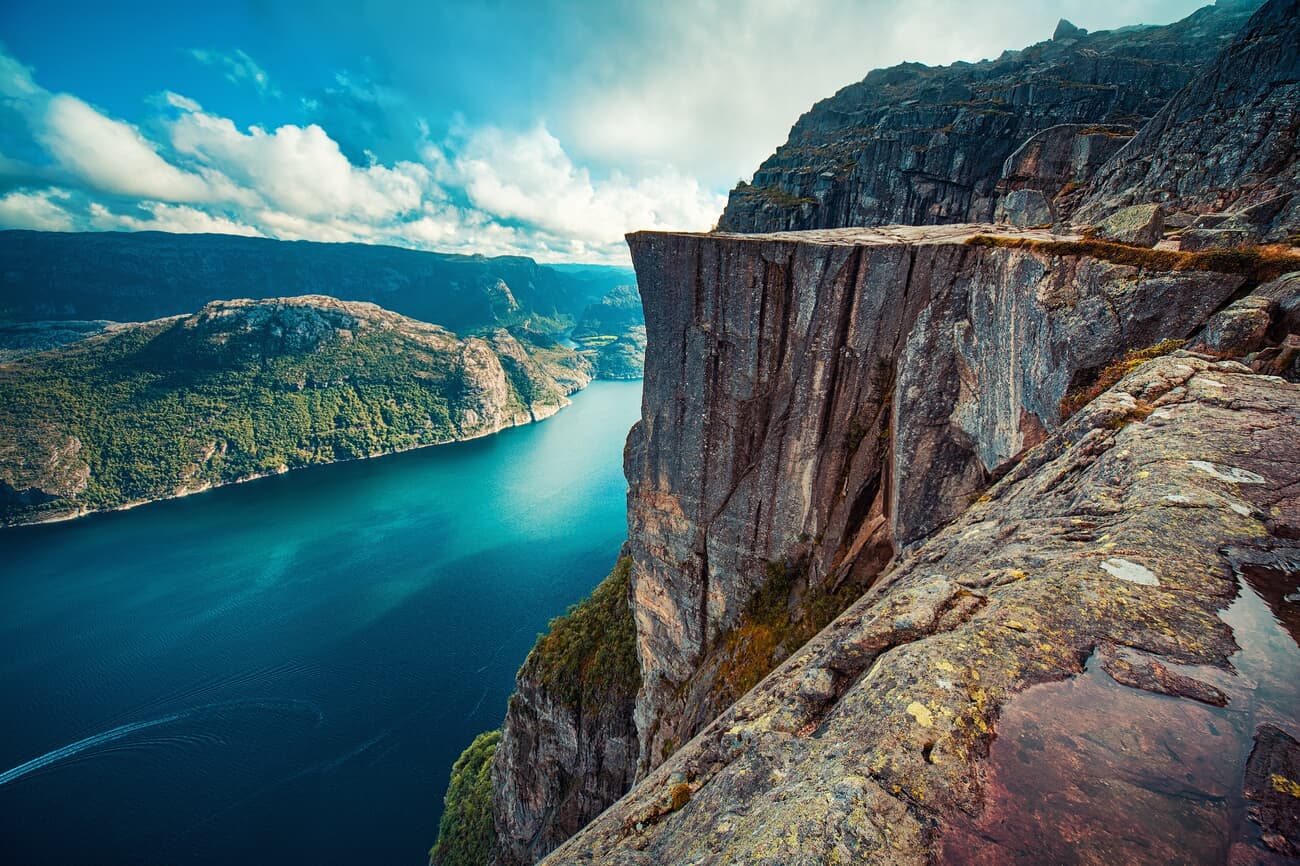 Lysefjord, a fjord famous for the Preikestolen cliff, offering dramatic cliffside views