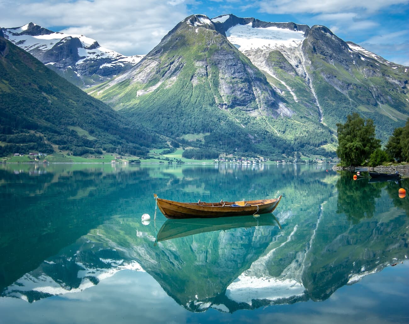 Stryn's symphony, a confluence of glaciers, lakes, and towering peaks