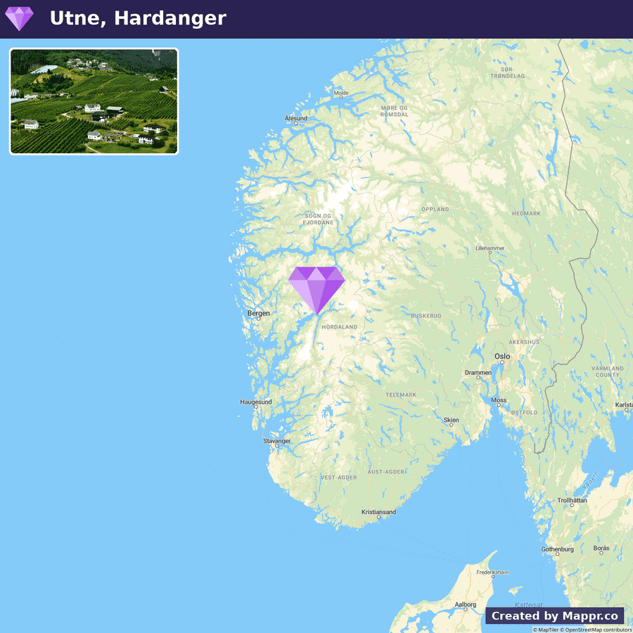 Where Utne sits in Hardanger