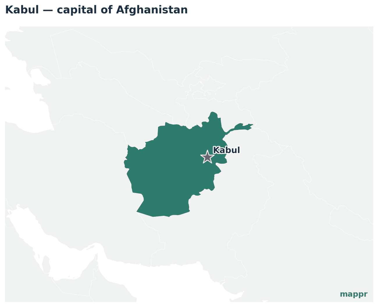 Map showing the location of Kabul, the capital of Afghanistan