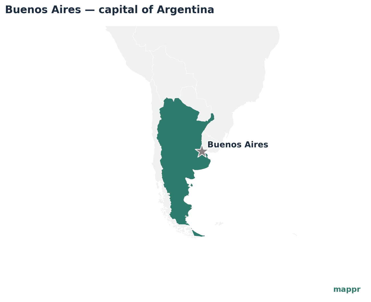 Map showing the location of Buenos Aires, the capital of Argentina