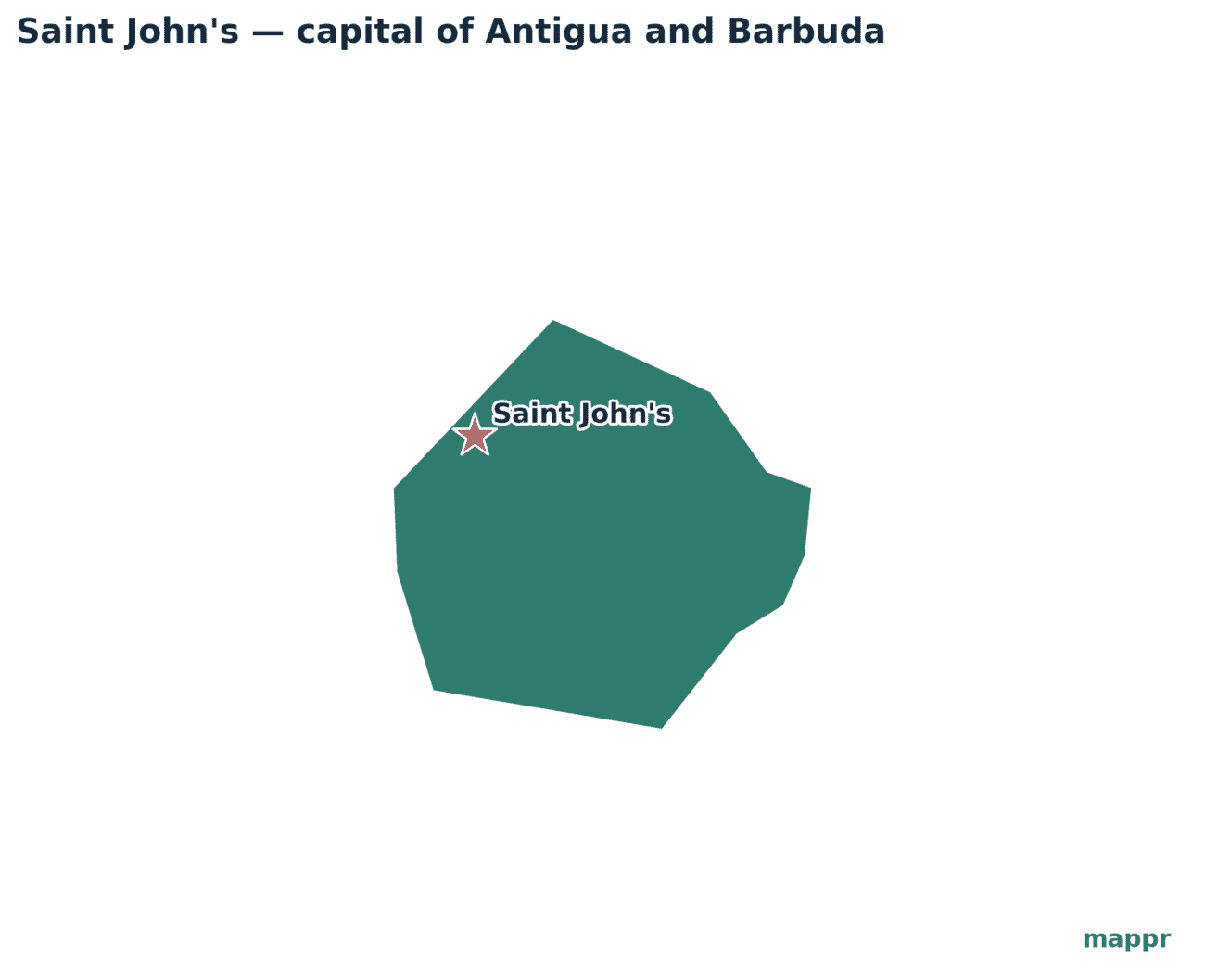 Map showing the location of Saint John's, the capital of Antigua and Barbuda