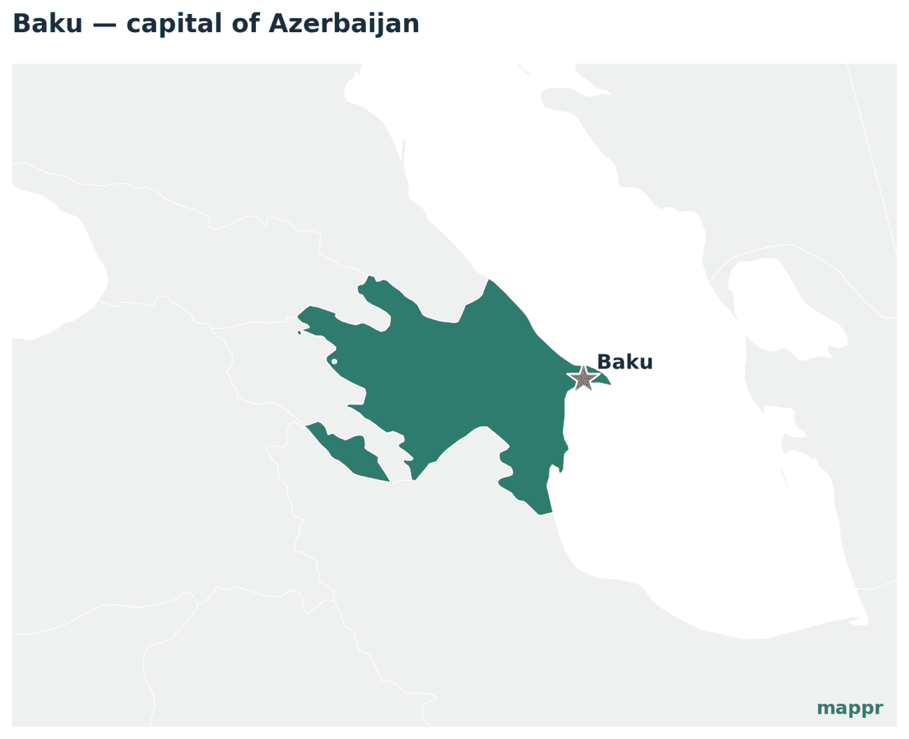 Map showing the location of Baku, the capital of Azerbaijan