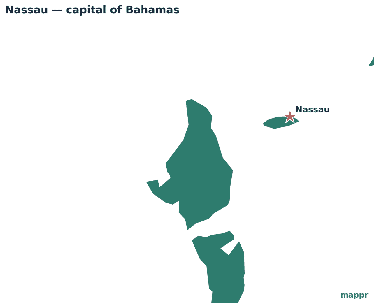 Map showing the location of Nassau, the capital of Bahamas