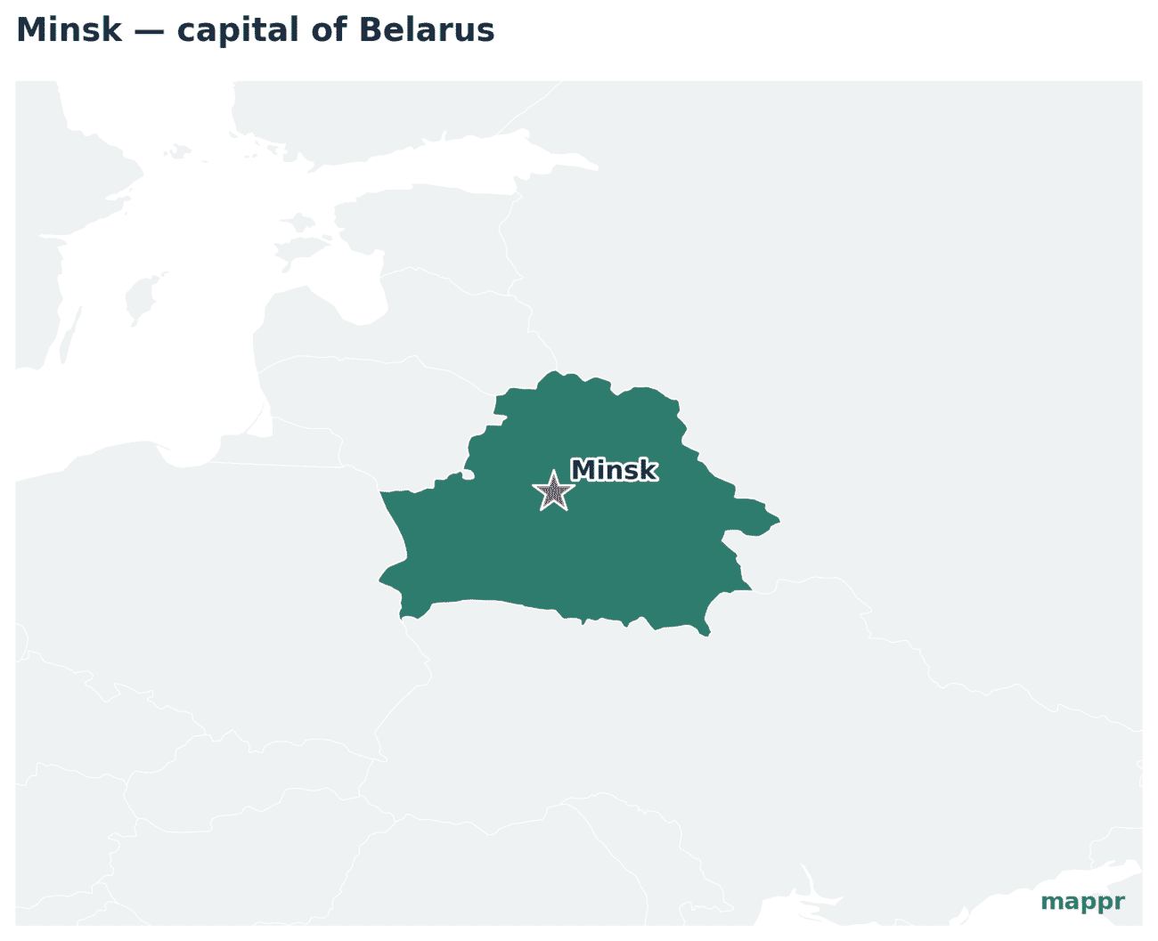 Map showing the location of Minsk, the capital of Belarus
