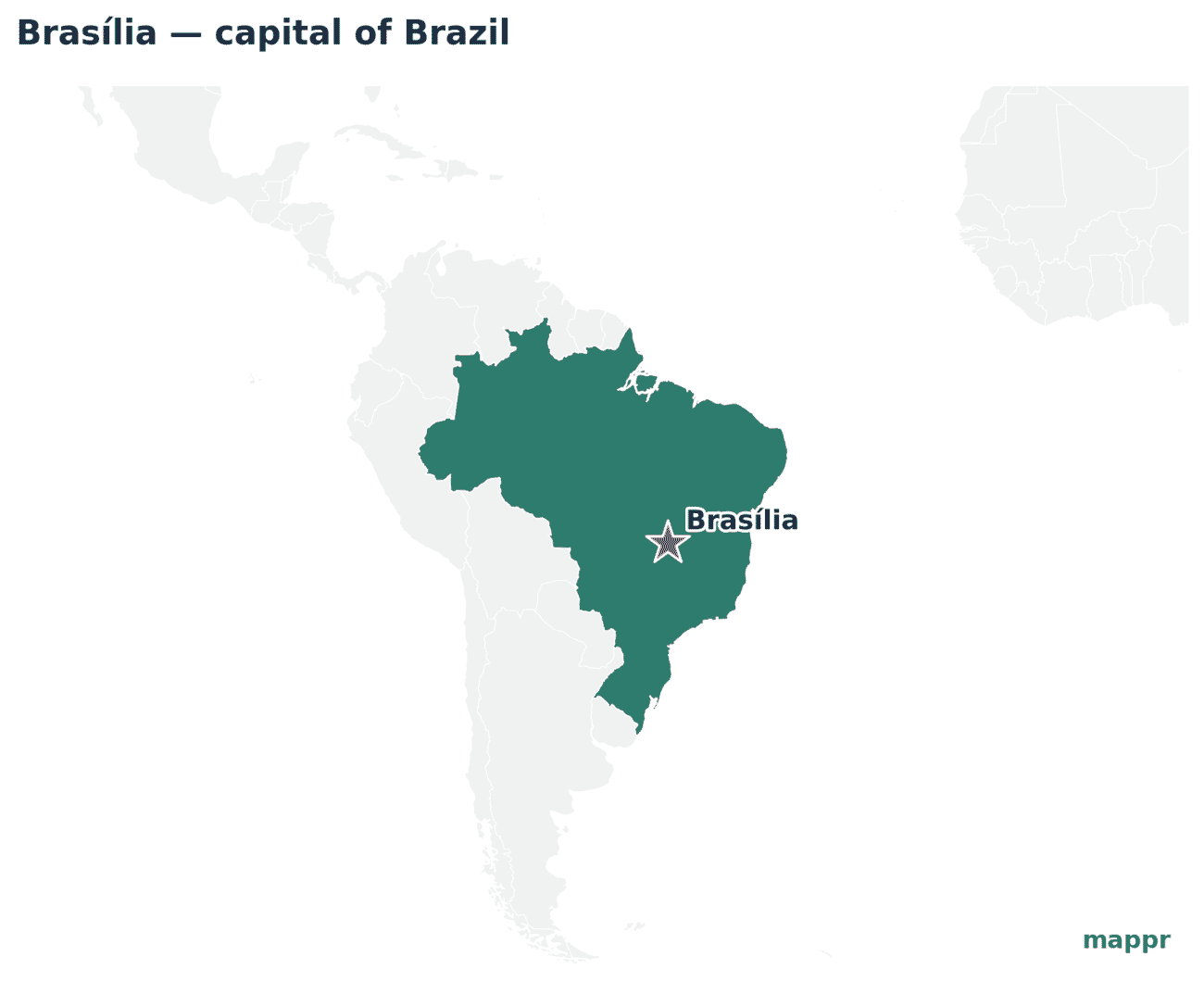 Map showing the location of Brasília, the capital of Brazil