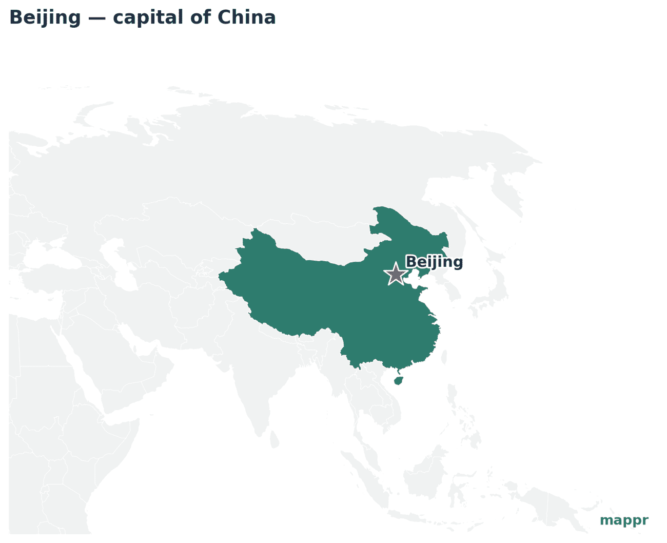 Map showing the location of Beijing, the capital of China