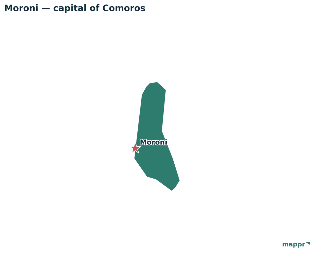 Map showing the location of Moroni, the capital of Comoros