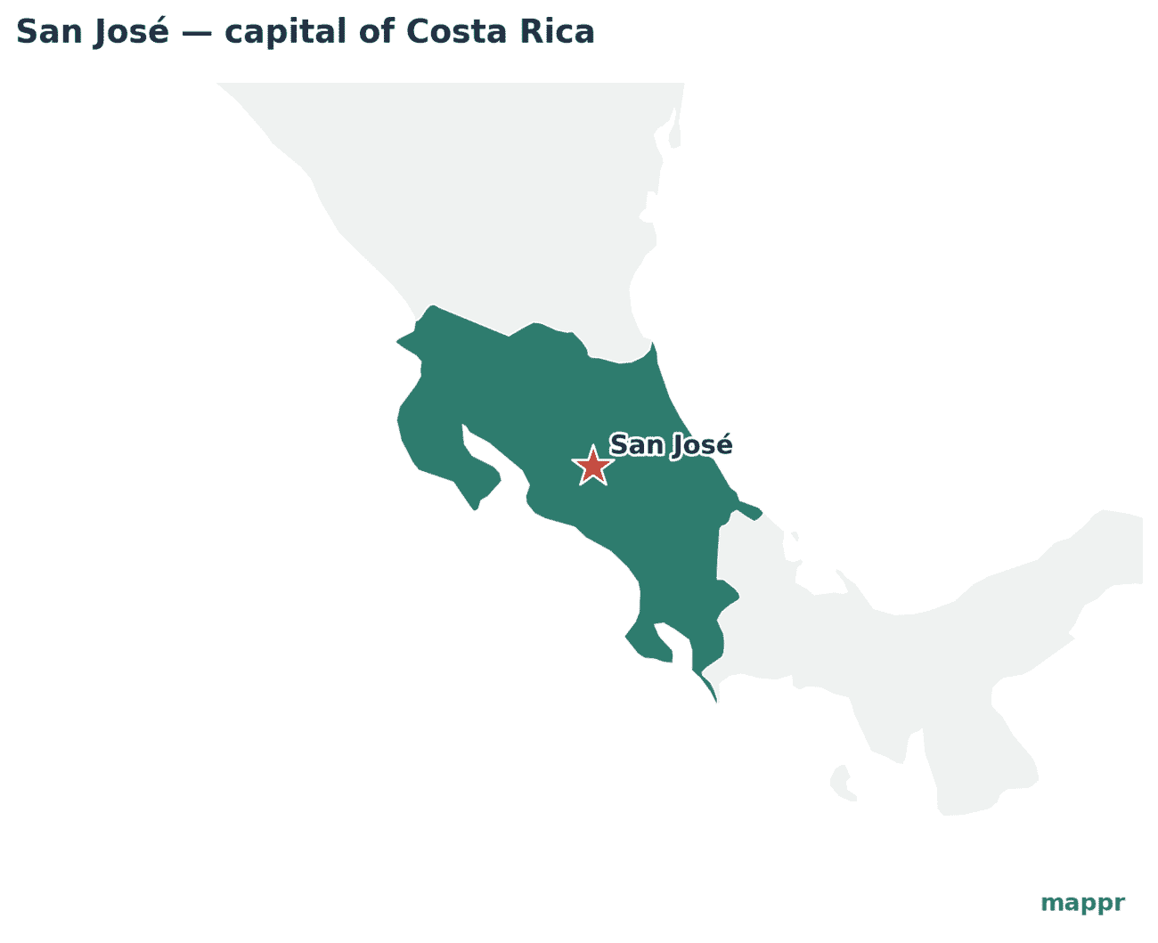 Map showing the location of San José, the capital of Costa Rica