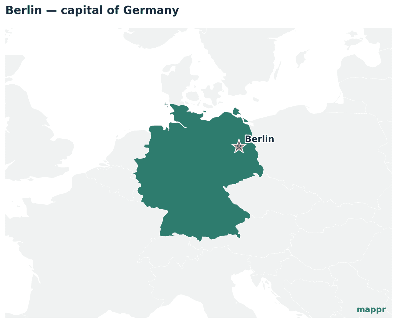 Map showing the location of Berlin, the capital of Germany