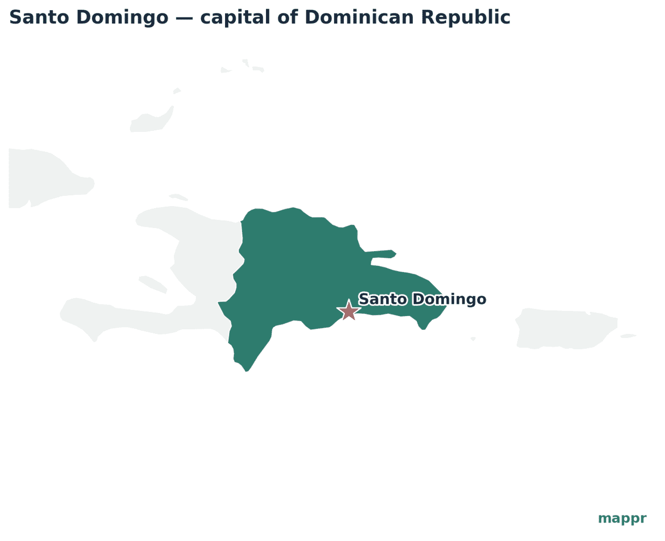 Map showing the location of Santo Domingo, the capital of Dominican Republic