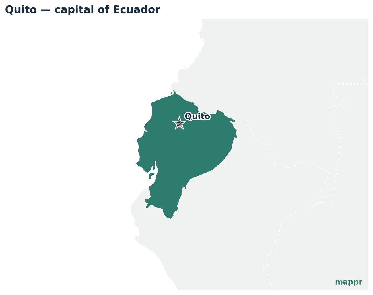 Map showing the location of Quito, the capital of Ecuador