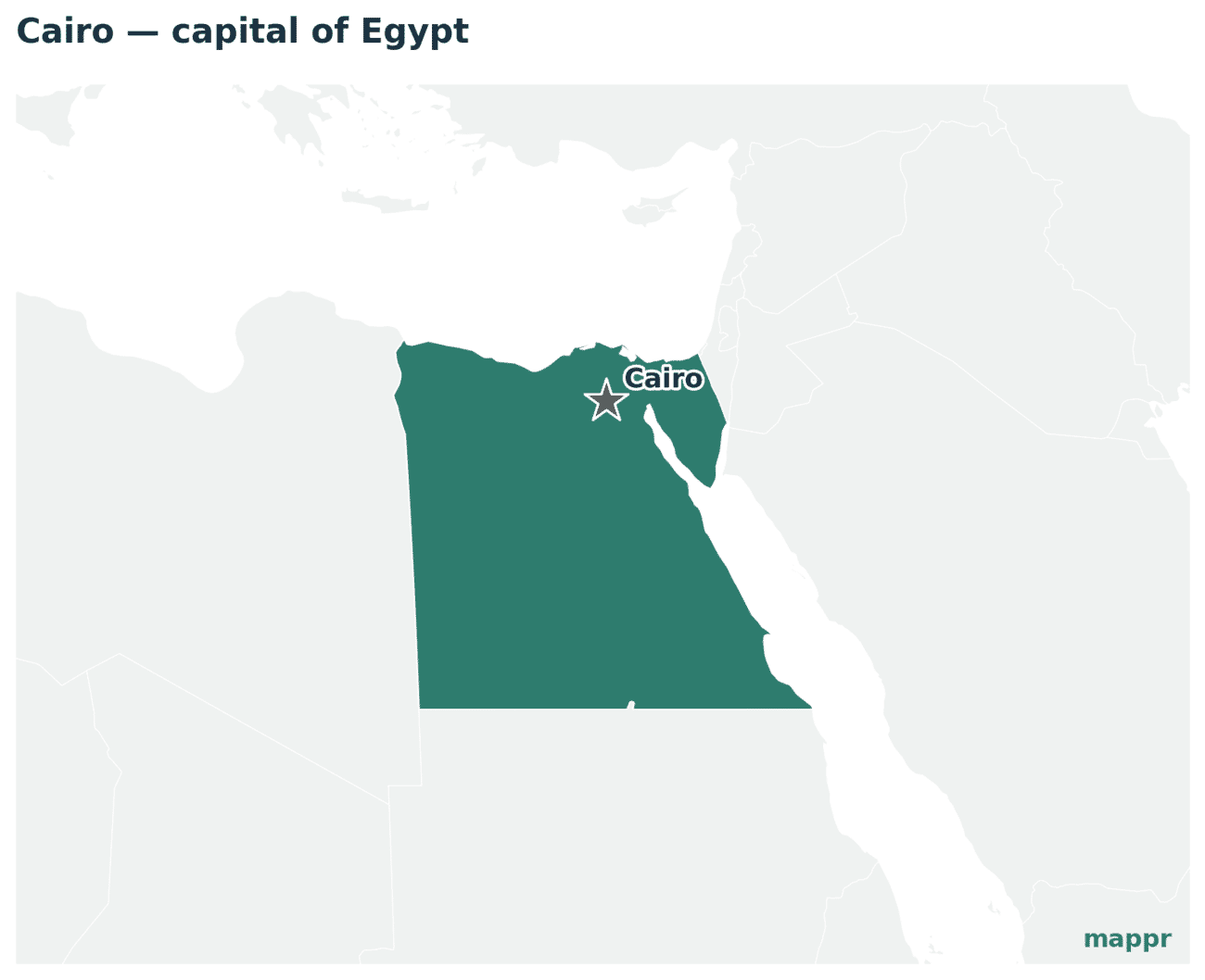 Map showing the location of Cairo, the capital of Egypt