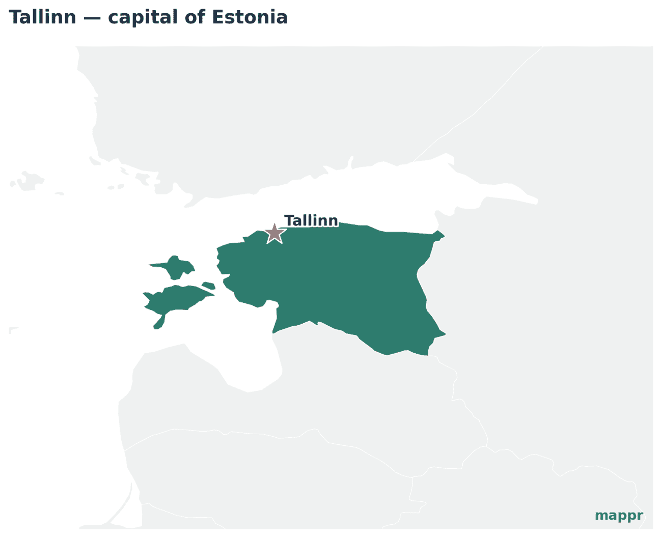 Map showing the location of Tallinn, the capital of Estonia