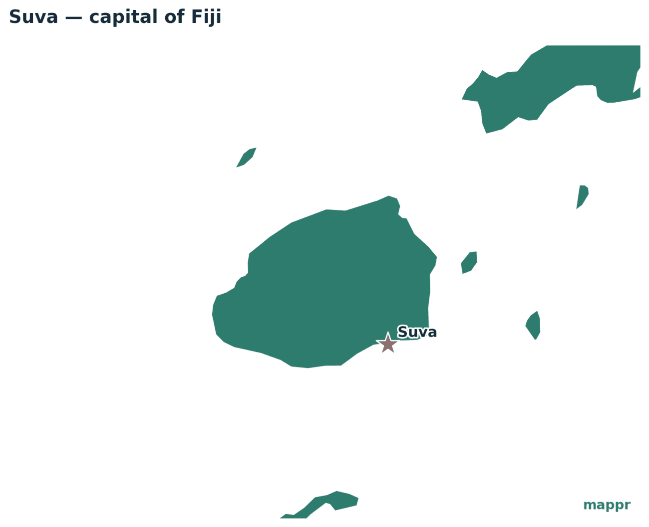 Map showing the location of Suva, the capital of Fiji
