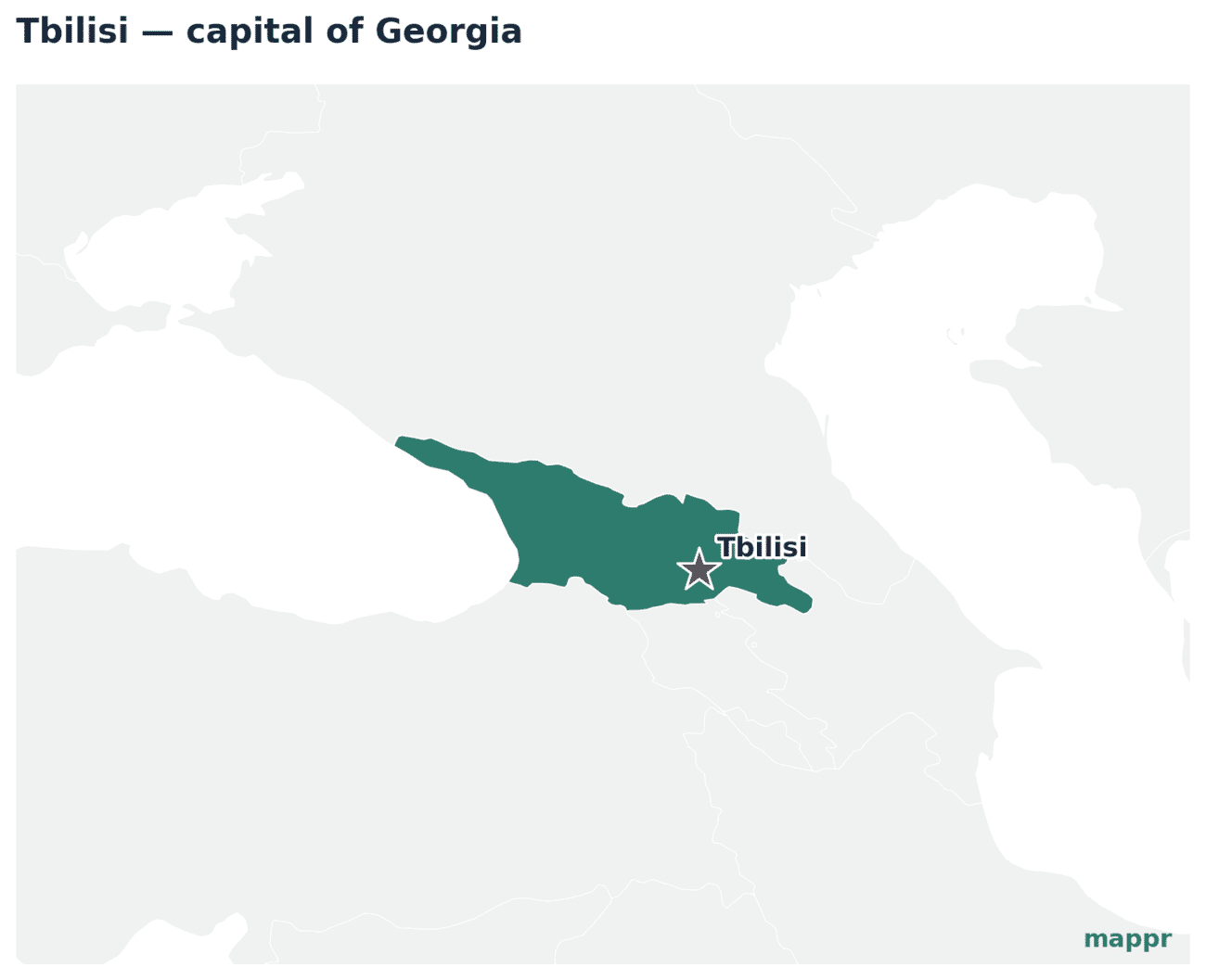 Map showing the location of Tbilisi, the capital of Georgia