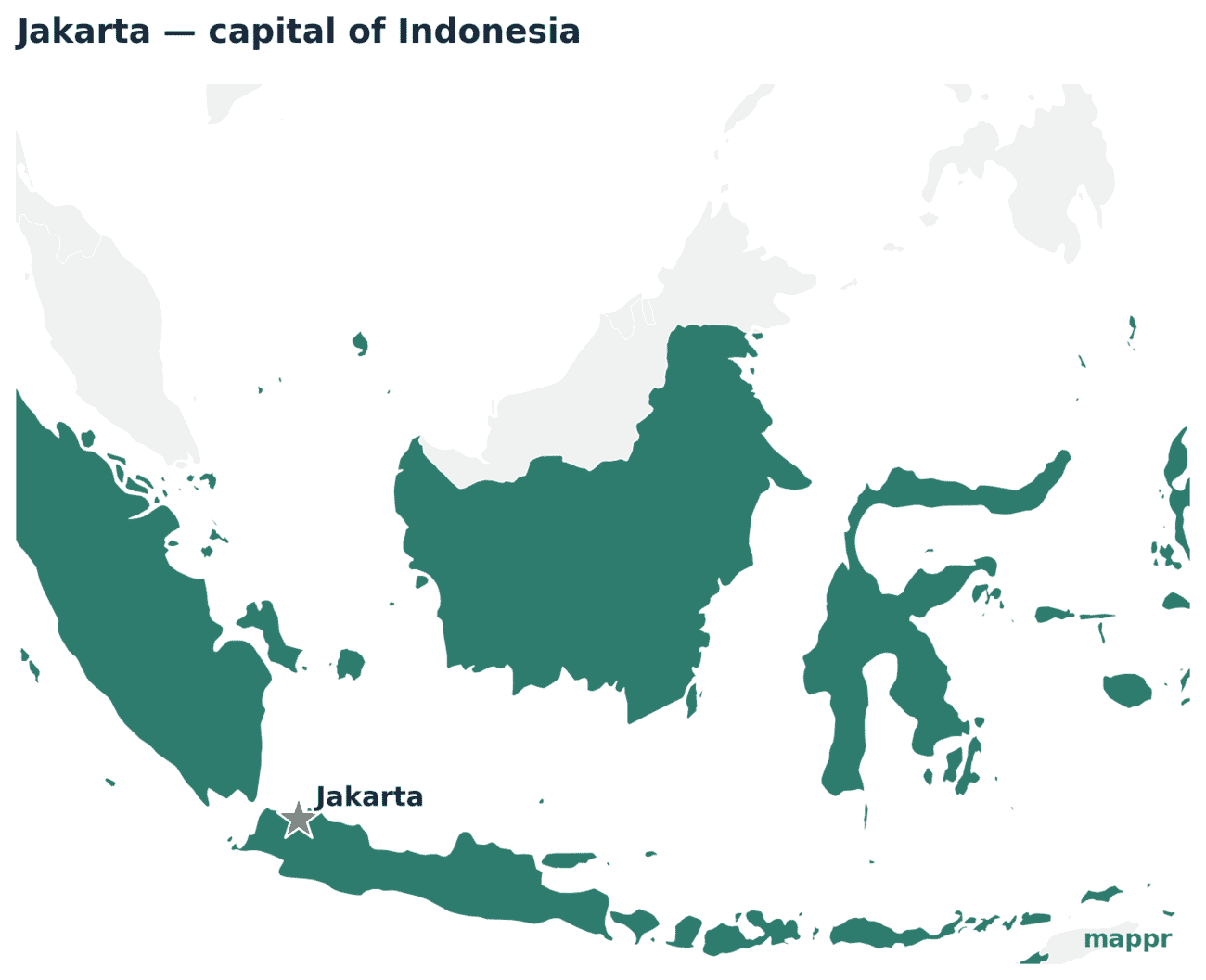 Map showing the location of Jakarta, the capital of Indonesia