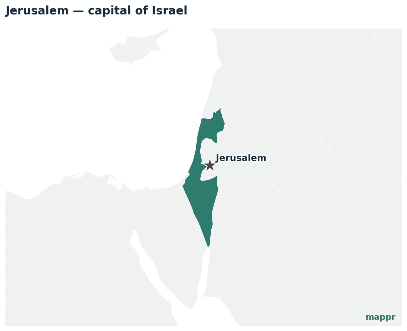 Map showing the location of Jerusalem, the capital of Israel