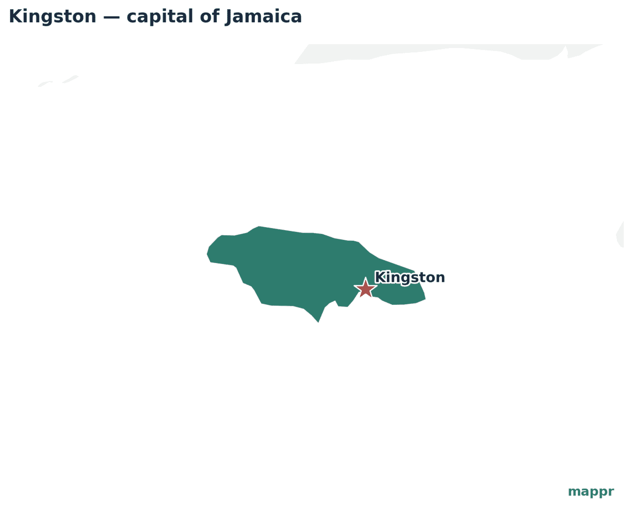 Map showing the location of Kingston, the capital of Jamaica