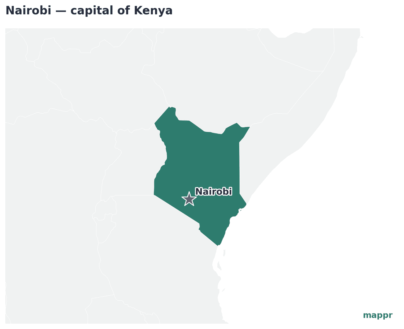 Map showing the location of Nairobi, the capital of Kenya