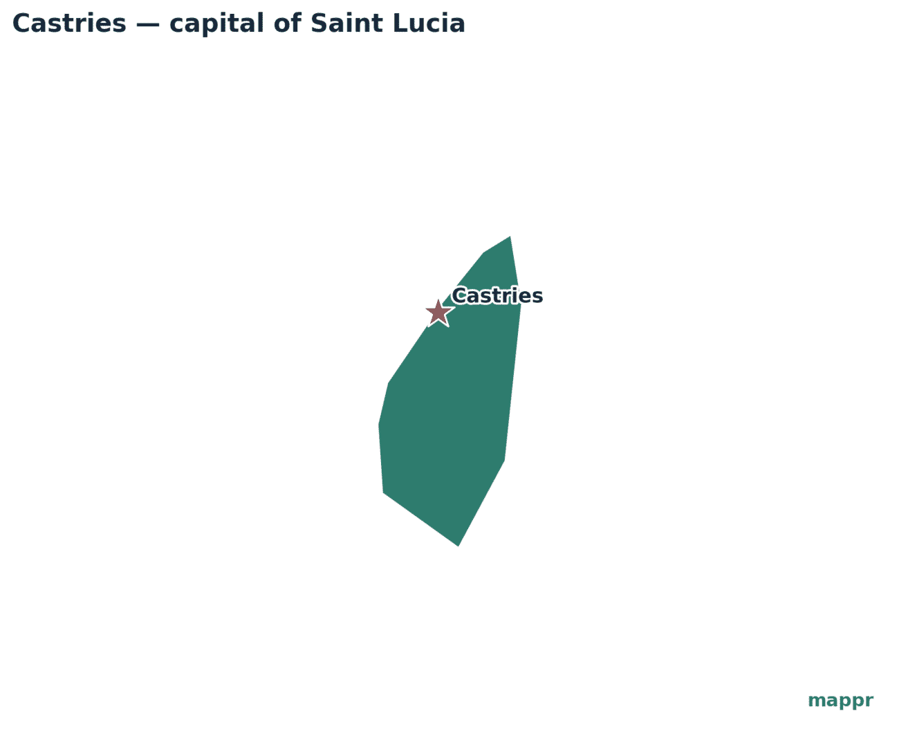 Map showing the location of Castries, the capital of Saint Lucia