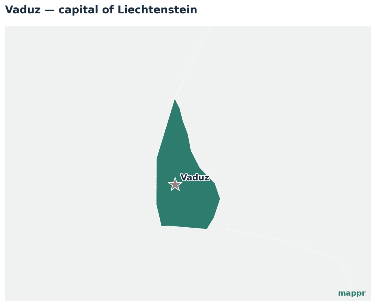 Map showing the location of Vaduz, the capital of Liechtenstein
