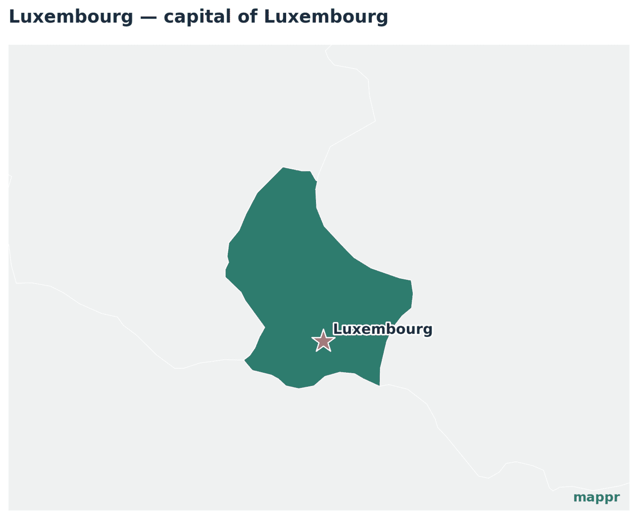 Map showing the location of Luxembourg, the capital of Luxembourg