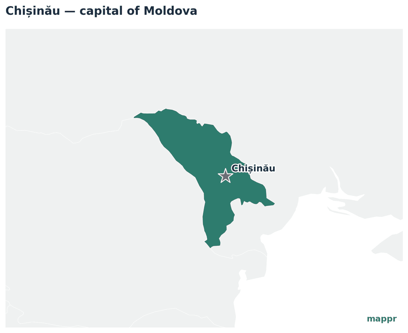 Map showing the location of Chișinău, the capital of Moldova