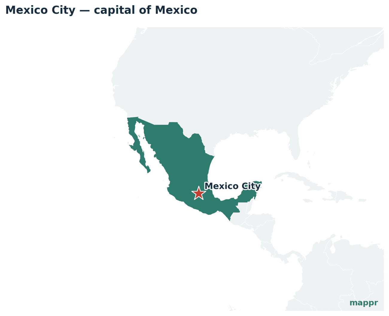 Map showing the location of Mexico City, the capital of Mexico