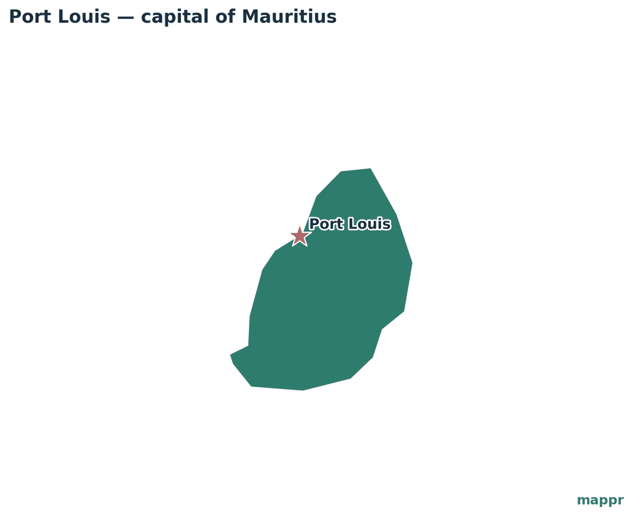 Map showing the location of Port Louis, the capital of Mauritius
