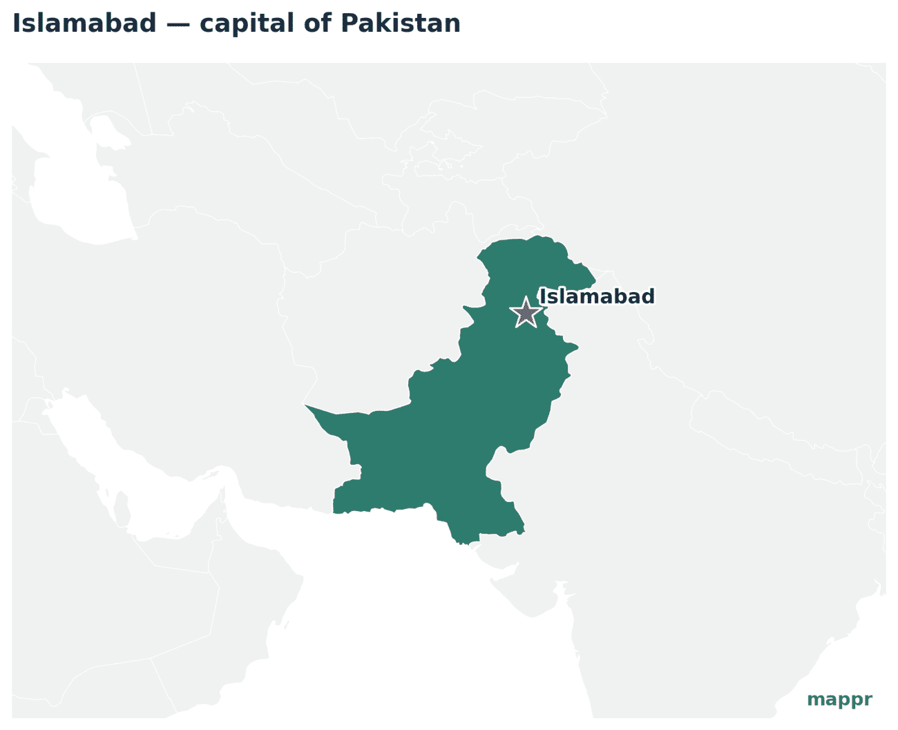 Map showing the location of Islamabad, the capital of Pakistan