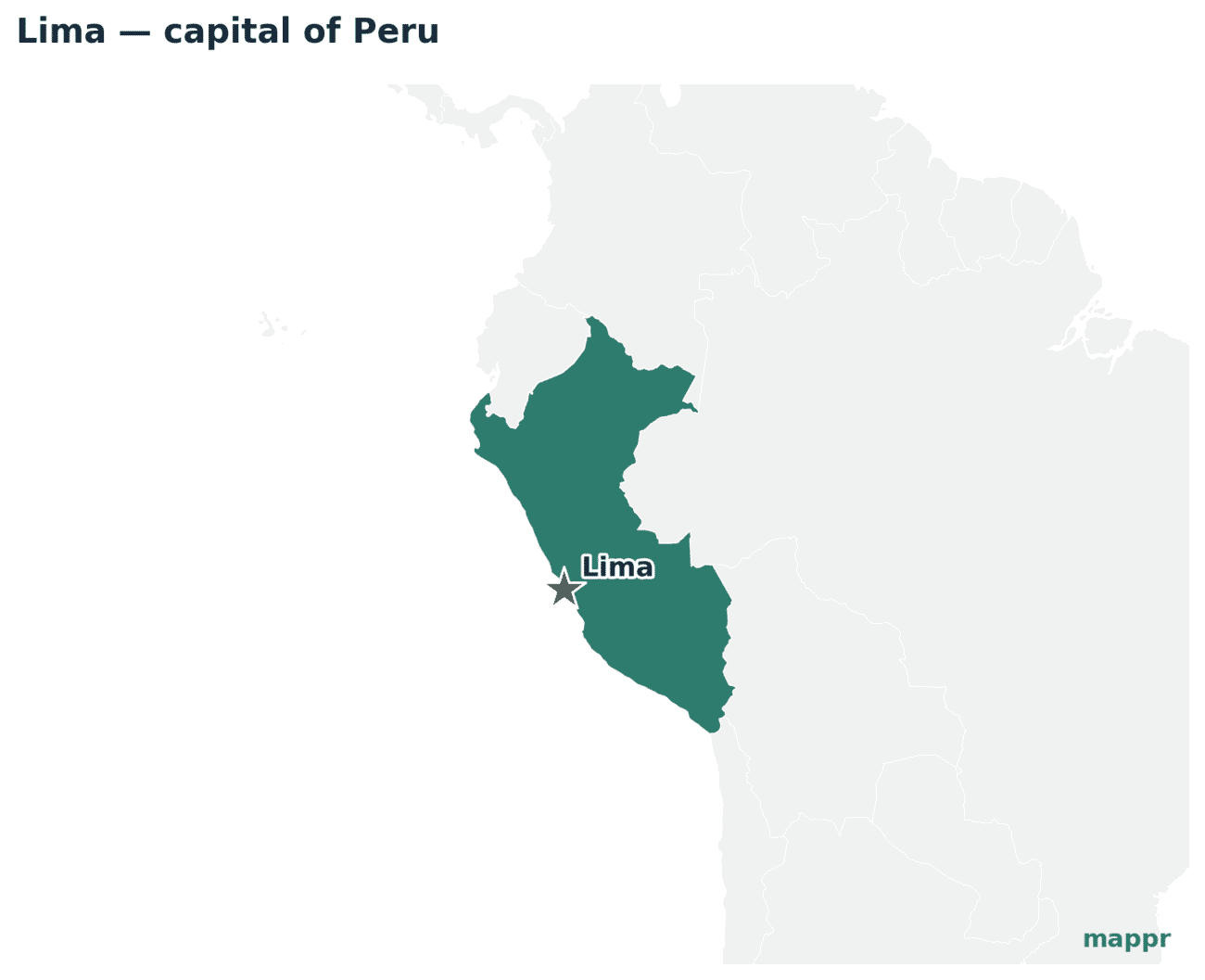 Map showing the location of Lima, the capital of Peru
