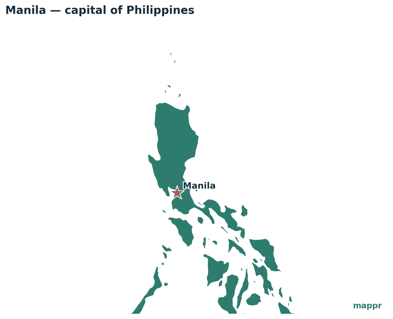 Map showing the location of Manila, the capital of Philippines